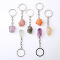 Wholesale Natural Stone Keychain Crystal Quartz Raw Gemstone Chakra Crystal Stone Key Chain Keyrings
