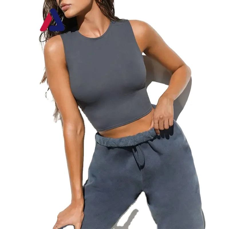 Custom Logo Soft Nylon Spandex Comfortable Fitness Stretchy Yoga Crop Tops for Women Tank Top