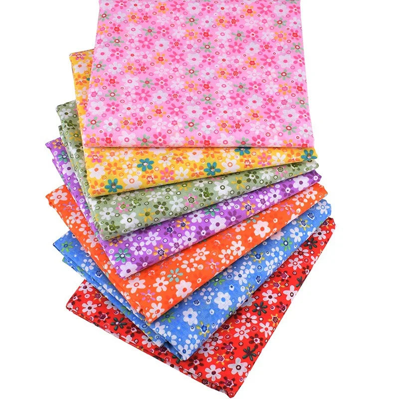 Wholesale 7pcs Cotton Quilting Fabric Squares Sunflower Printing Woven Cloth Patchwork Fat Quarter Bundles for Home Textile DIY