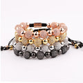 Renting Jewelry Luxury CZ Pave Disco Ball Woven Macrame Adjustable Bracelet for Women Men