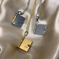 Dainty Personalized d Jewelry Stainless Steel Custom Pendant Letter Necklace Opened Hollow Heart Book Pendant Necklace