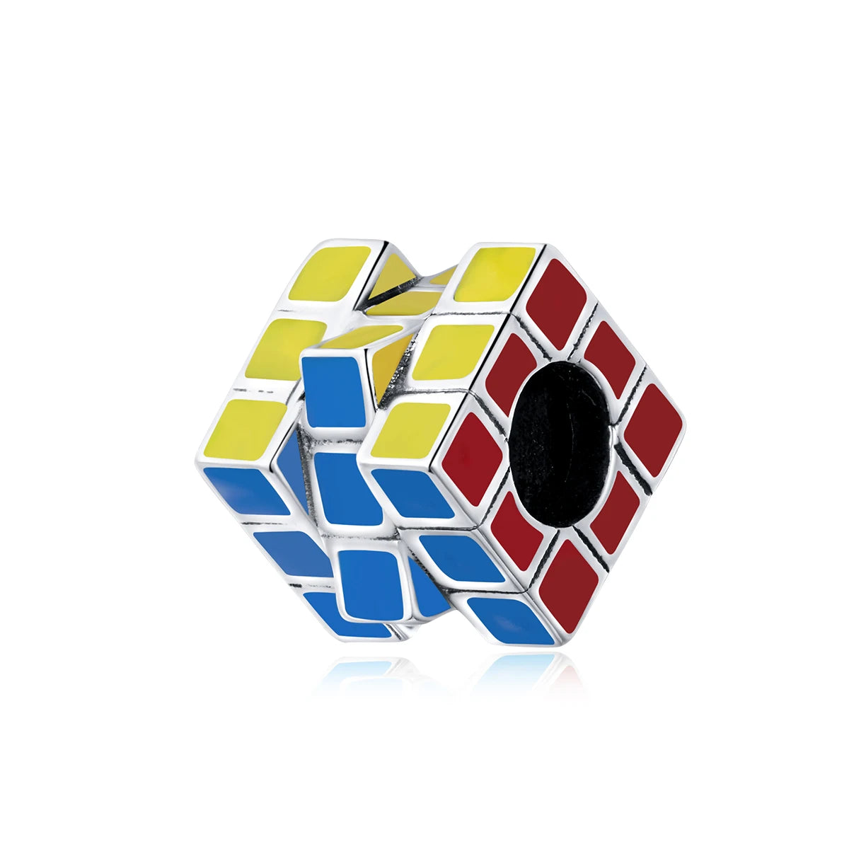925 Sterling Silver Colorful Cube Charm Enamel Bead Pendant Fit Woman Silver Bracelet Necklace Jewelry DIY Accessory SCC1640