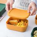 Food Grade Silicone Bento Lunch Box with 3 Cavities Heat Resistant and Easy to Clean for Kitchen Food Storage