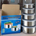 Factory Sale 5 Pcs Modern Stainless Steel Food Warmer Set Kitchen Thickened Fresh-keeping Bowl With Cover Food Storage Container