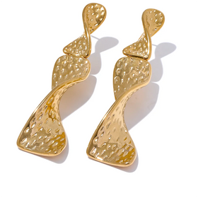 JINYOU 3119 Trendy Stainless Steel Hammer Large Geometric Drop Earrings 18K Gold Women Fashion Statement Fashion Jewelry