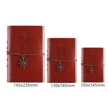 Retro Spiral Notebook Diary with Box Vintage Pirate Anchors PU Leather Notepad Lose-leaf Stationery Gift Traveler Journal