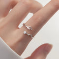 New Unique Design S925 Sterling Silver CZ Leaf Resizable Rings for Women J8723