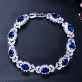 8 Colors Romantic Women Silver Plated Big Blue Cubic Zircon CZ Crystal Austrian Charm Bracelet for Women Friendship Jewelry Gift