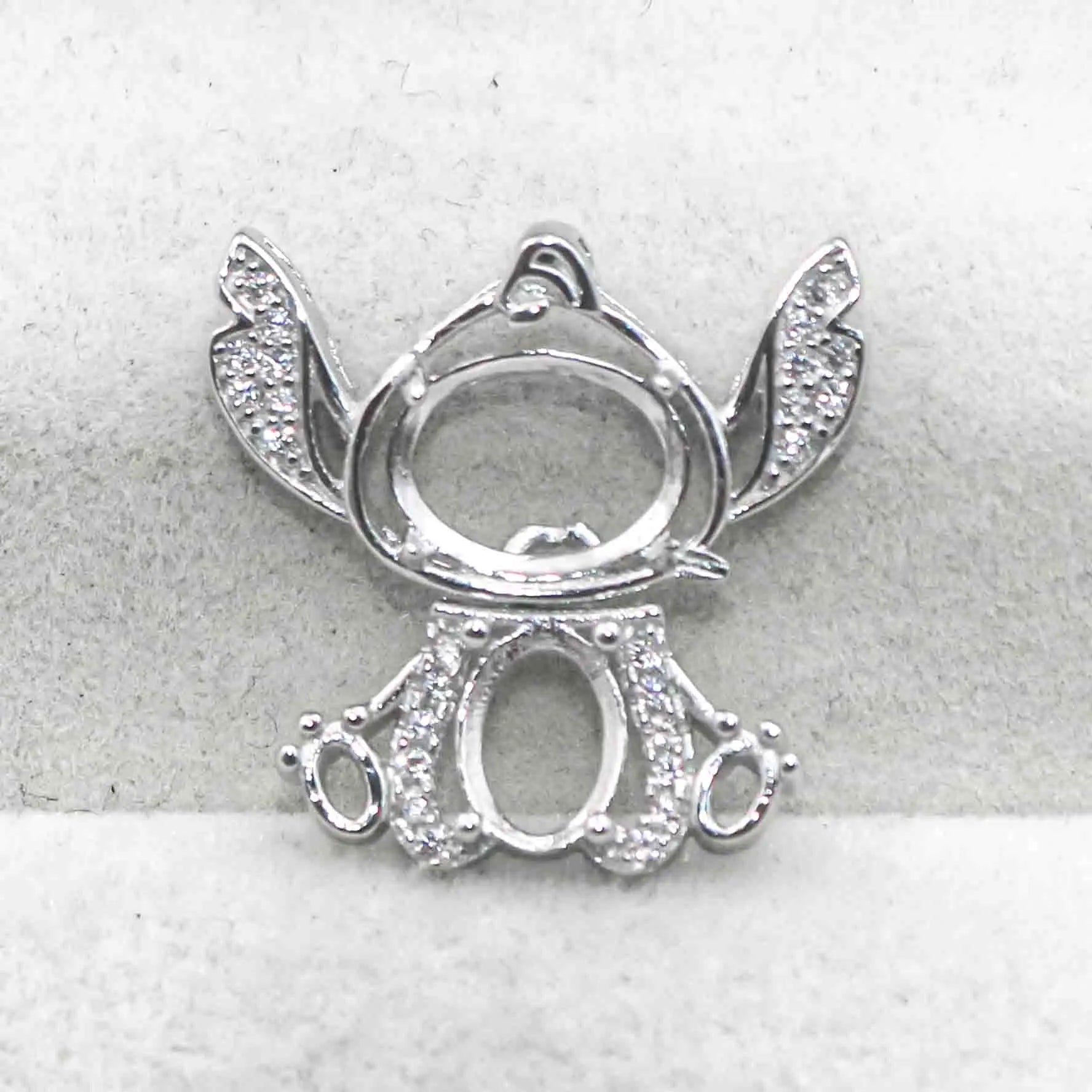 Sterling Silver 5*7+7*9mm Semi Mount Pendant Empty Frame Blank Support Setting S925 Base Hold Without Center Stone for DIY Inlay