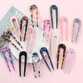 GENYA Acetic Acid Updo Chignon Pins Acetate U Shaped Hair Stick Tortoise Shell Hair Pin for Hair Styling Accessories
