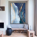 Home Decor Modern Handmade Acrylic Canvas Abstract Landscape Painting Gold Blue Wall Art Eco-Friendly Durable
