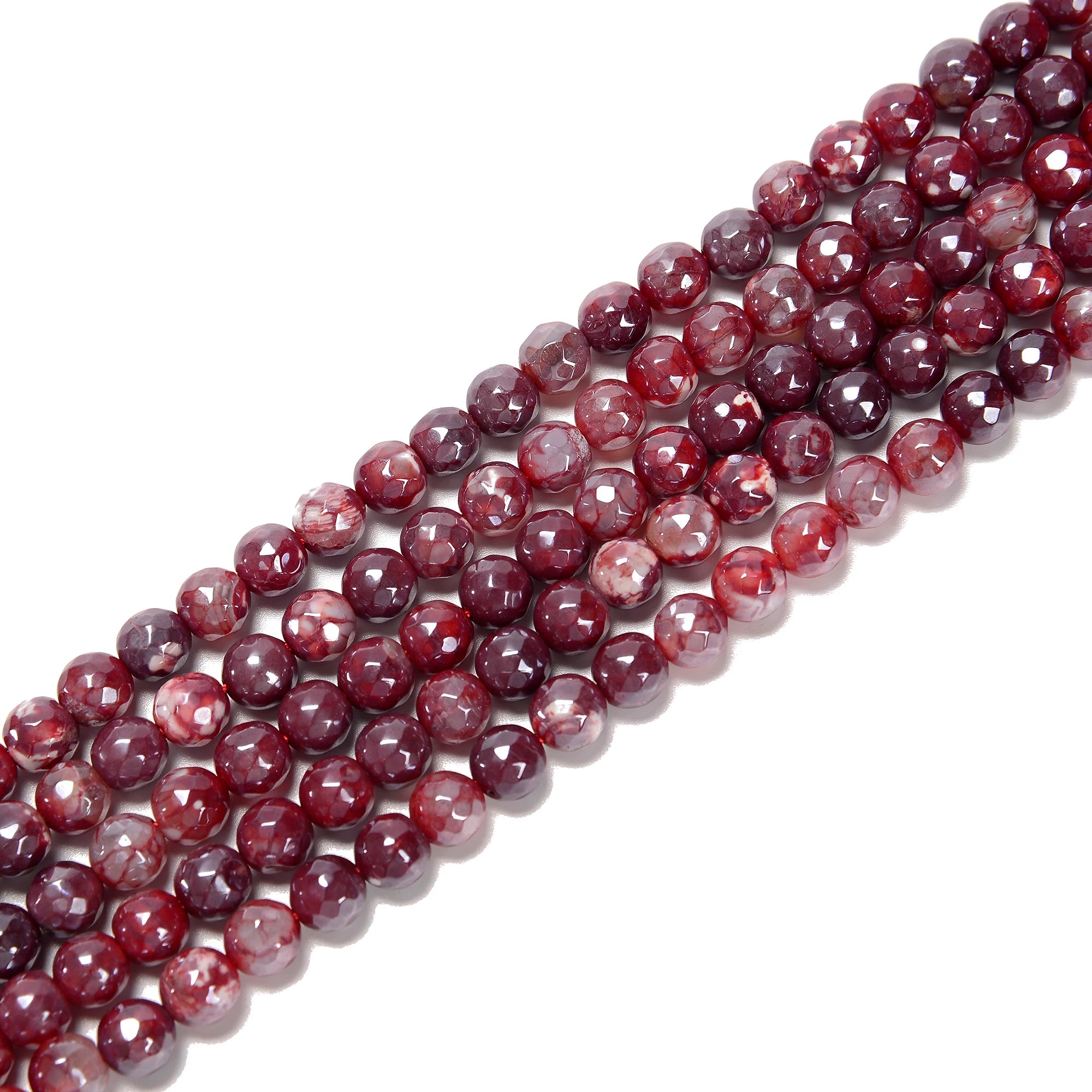 Factory Direct Sales Coated Red Fire Agate Faceted Round Loose Beads Size 6mm 8mm 10mm for Jewelry Making