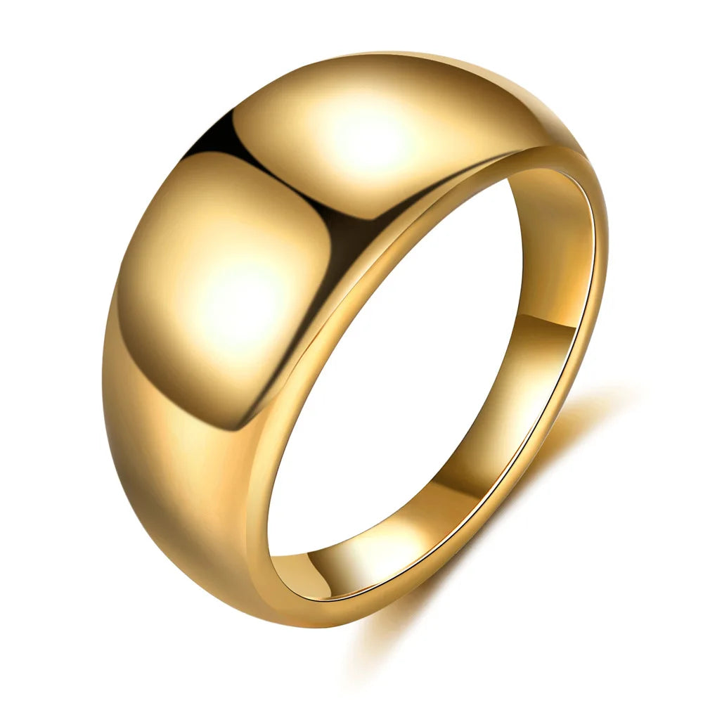 2025 New Fashion Versatile Simple 18K Gold Stainless Steel Ring Laser Logo Stainless Steel Gold Ring for Men