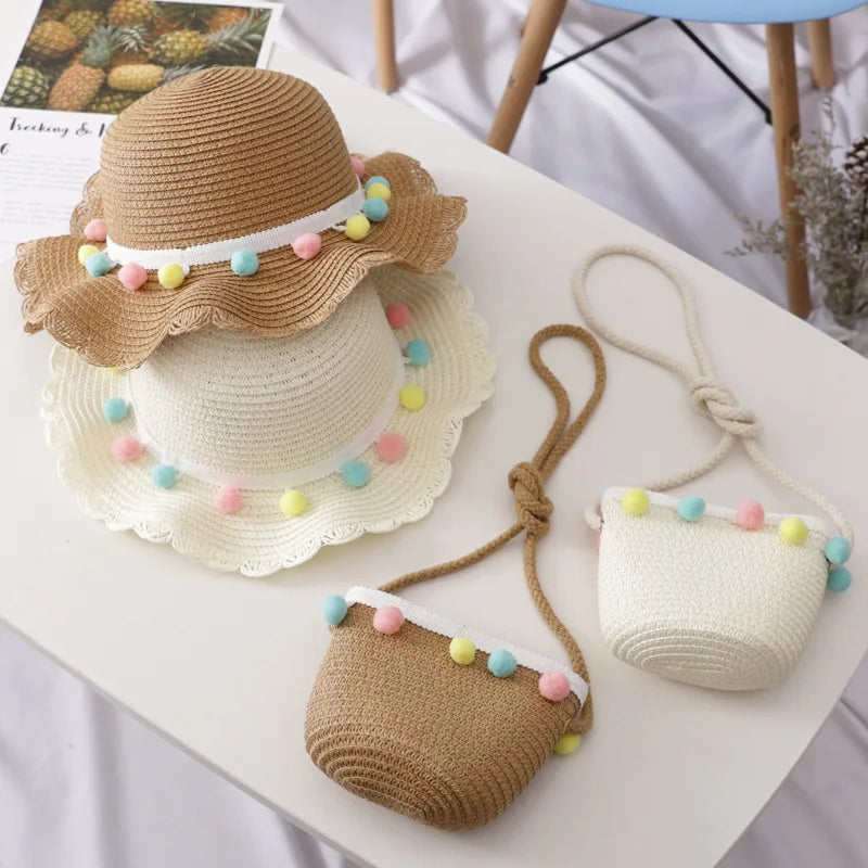 Wholesale Wide Brim Summer Kids Beach Sun Hat Children Girl  Toddler Kids Paper Straw Hat for Summer