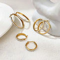 Maiou Simple Design Vintage 18K PVD Gold Plated Stainless Steel Rhinestone Diamond Hoop Earrings for Women