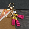 130 Colors Korean Suede Leather Tassel Pendant Keychain with Crystal Phone Bag Car Accessories Key Ring Tassels Charm Key Chain