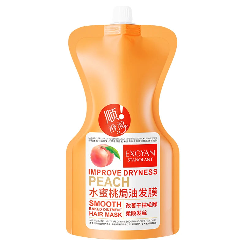 EXGYAN Peach Extract Goat Milk Amino Acids Moisturizing Hair Mask for Hair Smoothing