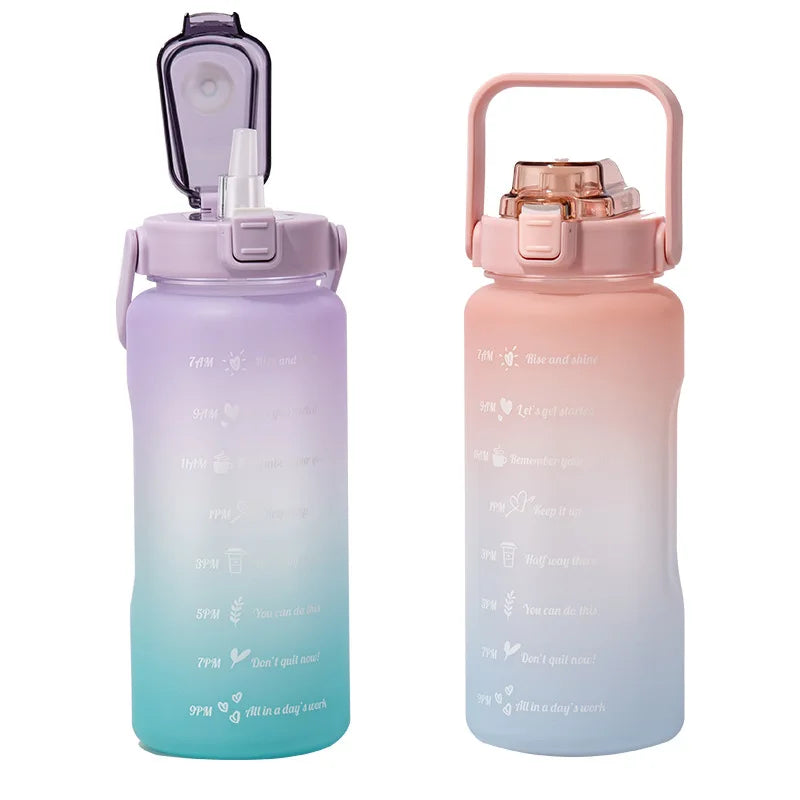 2L Motivational Botol Drink Tomatodo Sports Plastic Bottle With Straw
