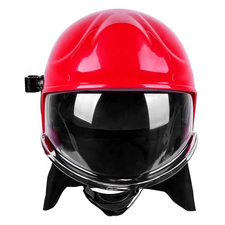 High Impact Resistance Plastic Fire Resistant Helmet with Flashlight