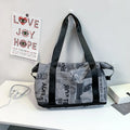 Cool Style Multi-Functional Zipper Backpack Multiple Pockets Newspaper Printing Letter Waterproof for Gym Outdoor Trip Portable