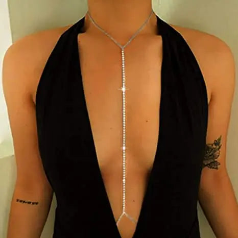 Sexy Shining Rhinestone Bra Chain Silver Body Chain Jewelry Bohemian Crystal Gold Body Chain for Women and Girlfriend