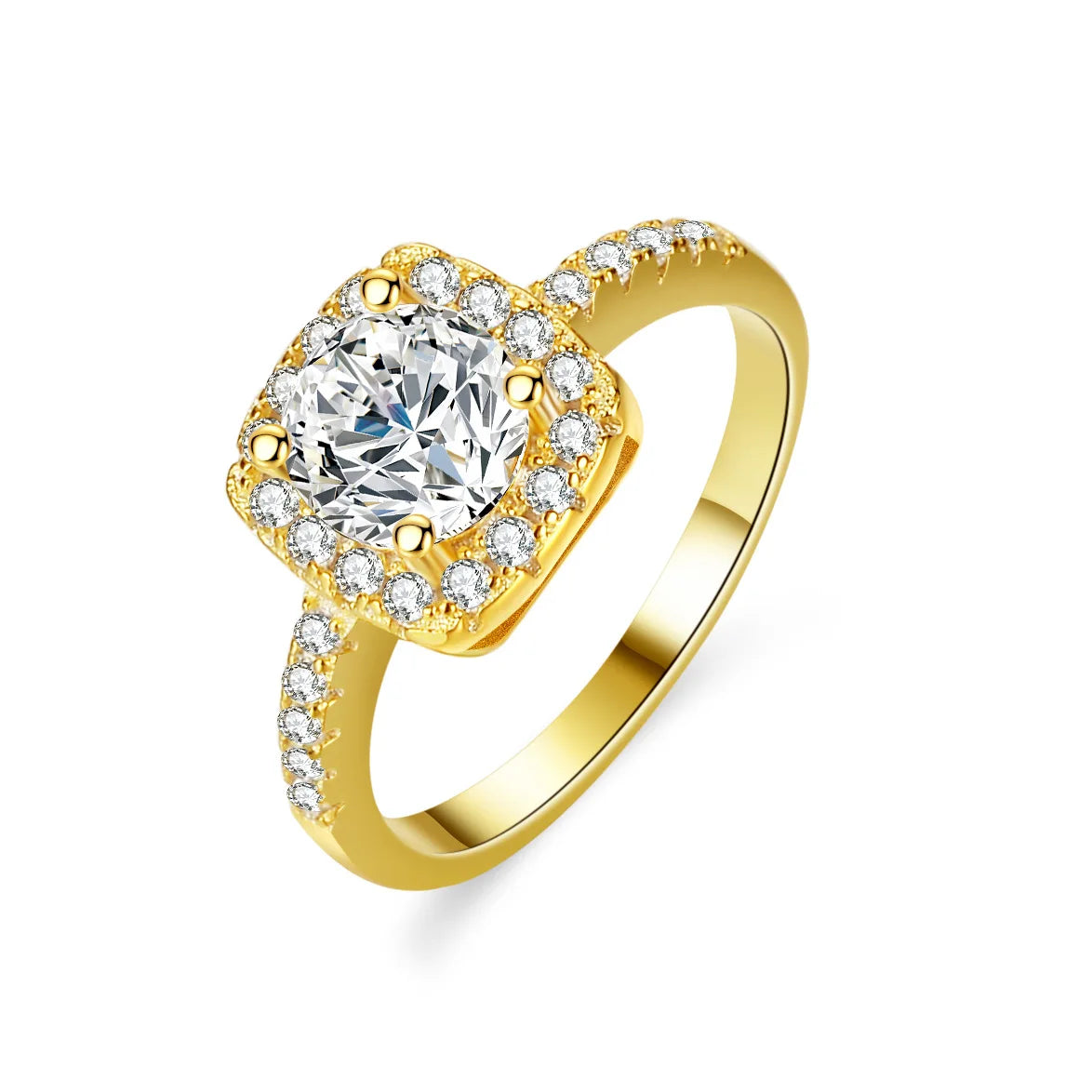 Yellow Gold-plated Silver S925 D VVS Moissanite Diamond Ring Luxury Jewelry Engagement Wedding Ring for Women Ring