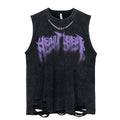 Sleeveless T Shirt Men 2022 Summer Wholesale Blank Distressed T-Shirt European Men's Crew Neck Stone Washed T Shirts Wholesale
