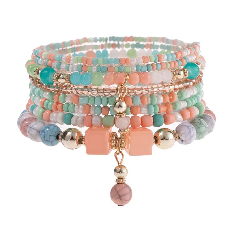 Wholesale Handmade Beaded Friendship Bracelet Holiday Style Bohemian Colorful Multilayer Miyuki Crystal Beads Bracelets Women