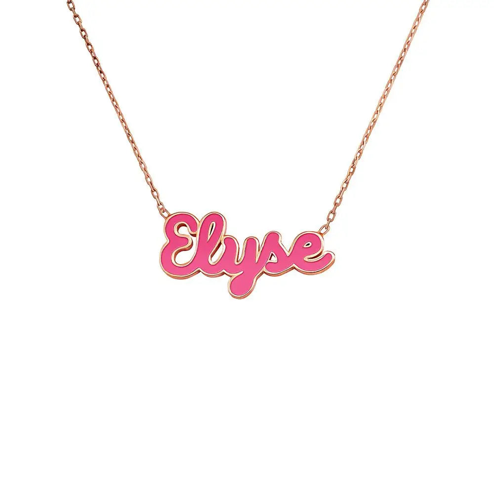 Alloy Gold Plated Personalized Choker Women Enamel Letter Nameplate Necklace Jewelry Custom Enamel Name Necklace