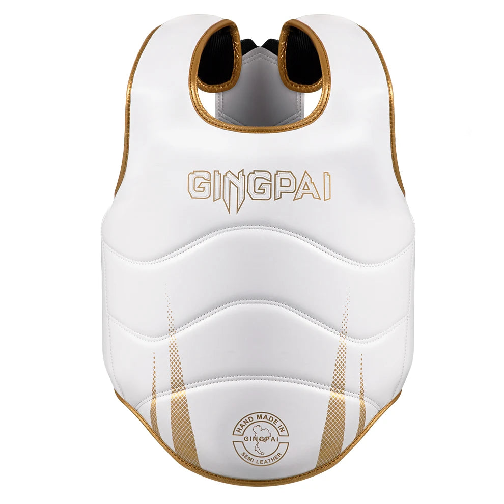 For GINGPAI 2025 Professional MMA Kick Sanda Taekwondo Karate Muay Thai Chest Guard Vest PU Protective Gear for Boxing Training