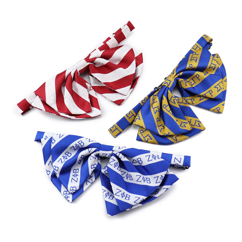Xinli Colorful Custom Greek Letter Woven Striped Design Sorority Cheap Polyester Pre Tied Bow Ties Girls