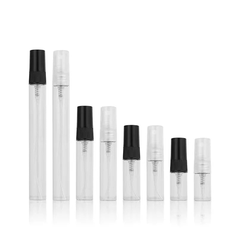 Mini Glass Refillable Perfume Bottle Tube 2ml 3ml 5ml 10ml Sizes Screw Cap Seal Compatible Plastic Pump Mist Spray Bottle
