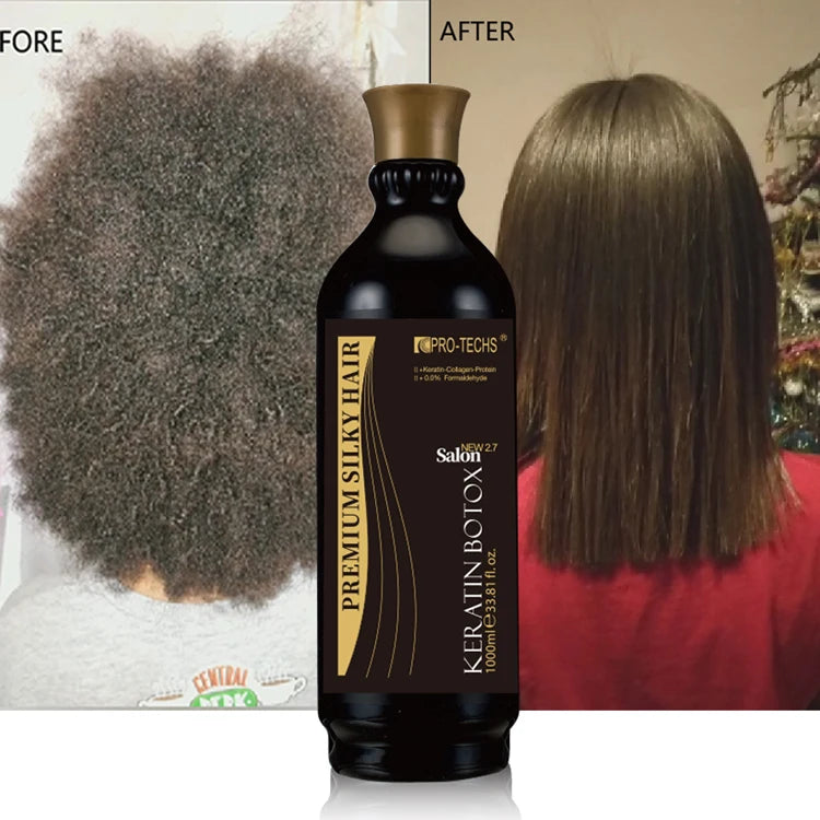 Professional Salon Organic Brazilian Keratin Smoothing Straightening Hair Treatment Coconut Oil Peppermint 2-in-1 Formula