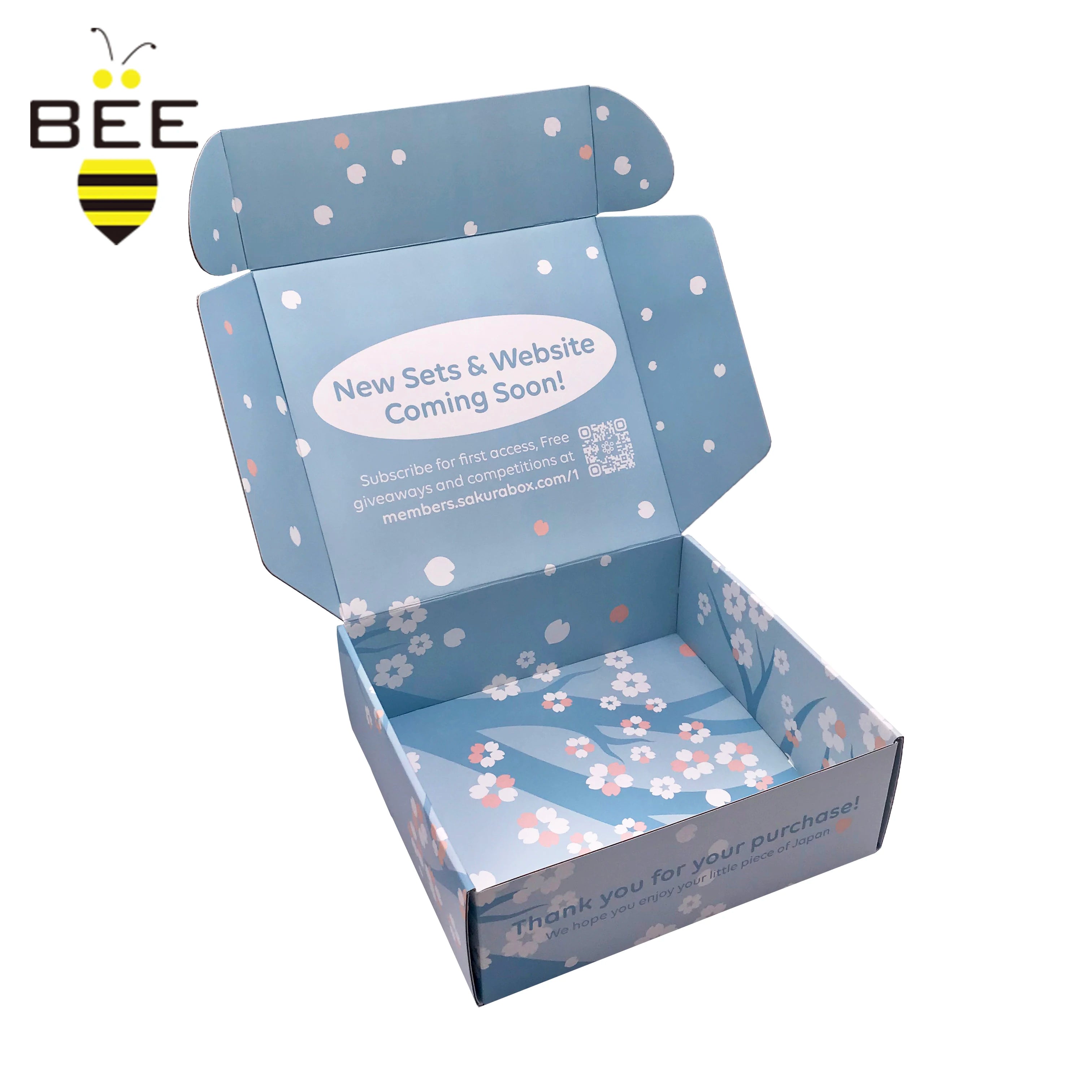 Customized  Sakura Printing Gift Box Corrugated Cardboard Carton Packaging Shipping Box Mystery Snack Cookie Boxes