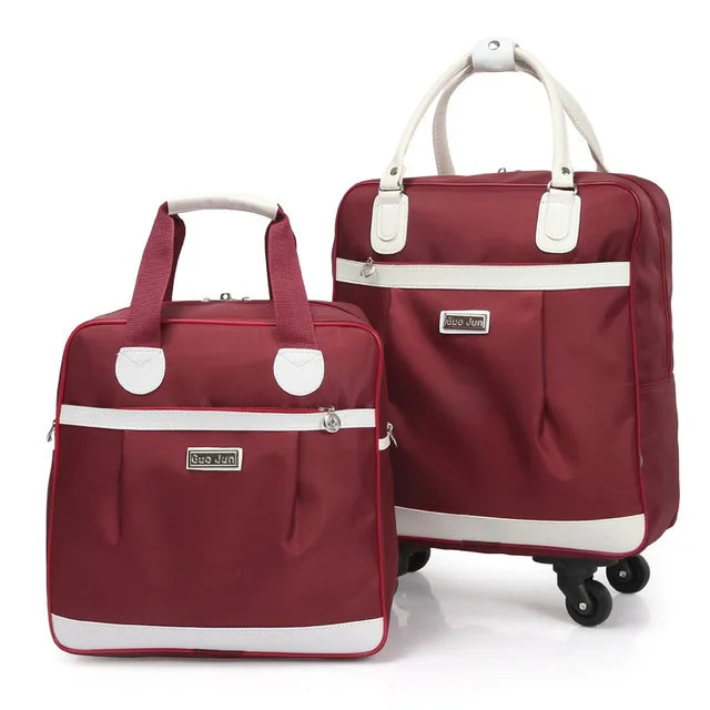 Wholesale Two Sets Light Weight Large Capacity Sport Trolley Travel Luggage Bags Letter Pattern Backpack Duffle Bag Zipper