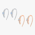 Fashion Rose Gold Color Fine Jewelry for Women Office 925 Sterling Silver U Shape Exquisite Blue Crystal Simple Stud Earrings