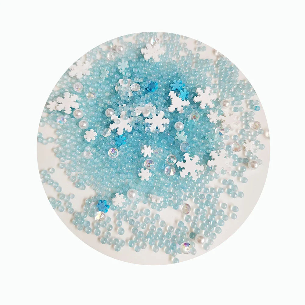 Hot Sell Blue Theme Mini Blue Beads White Snow Pear Beads for Making Diy Slime Decor