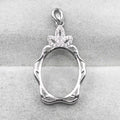 Sterling Silver 15*19mm Semi Mount Pendant Empty Frame Blank Support Setting S925 Base Holder Without Center Stone for DIY Inlay