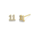 LOZRUNVE 925 Sterling Silver Full Pave Cubic Zircon Mini Number 11 Stud Earring