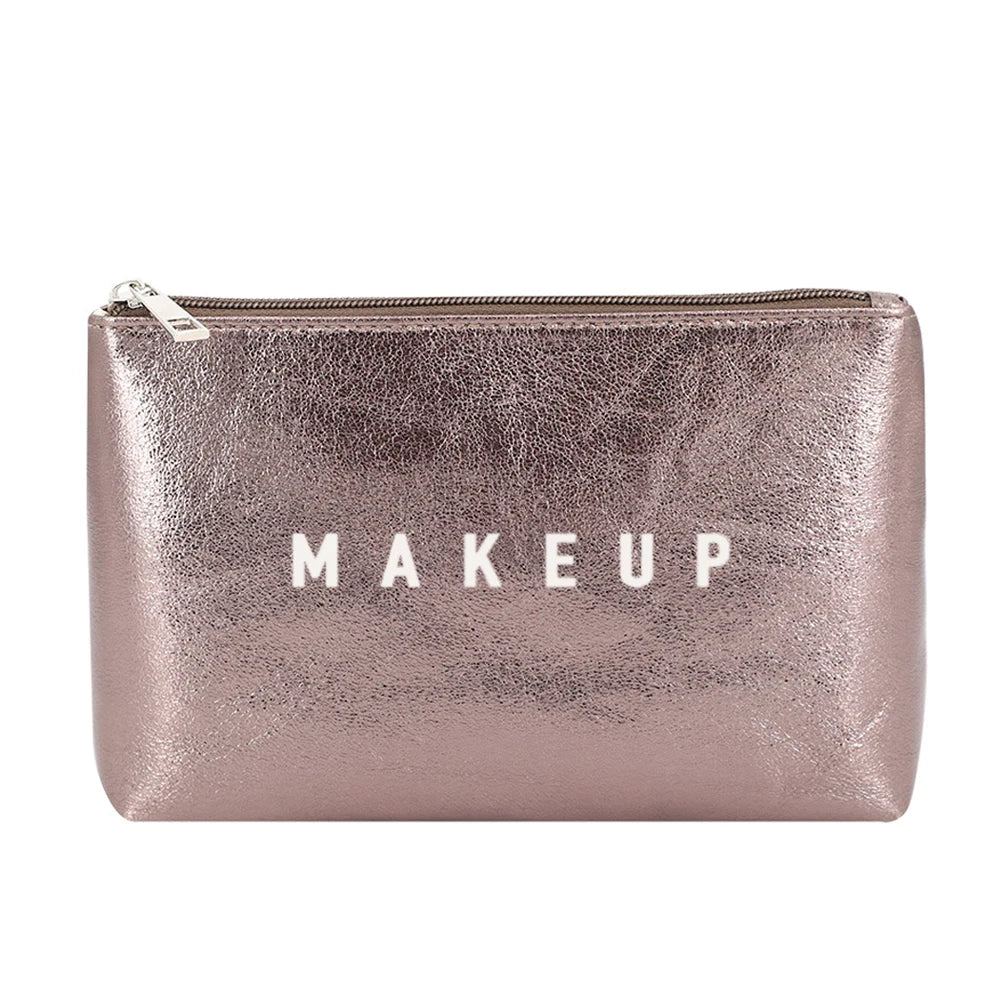 Wholesale Lady Makeup Cosmetic Bag Shiny PU Leather Jewelry Pouch with Zipper Custom Logo Fashion for Toiletry Bag