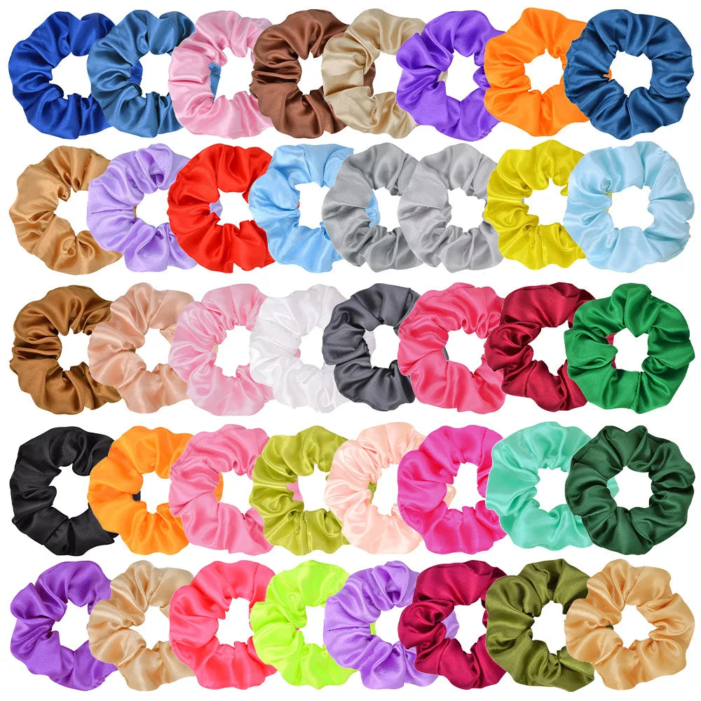 Factory Cheap Wholesale 40 Colors Satin Hair Scrunchies for Women 10CM Small Satin Scrunchies Custom Scrunchie Chouchou 2025