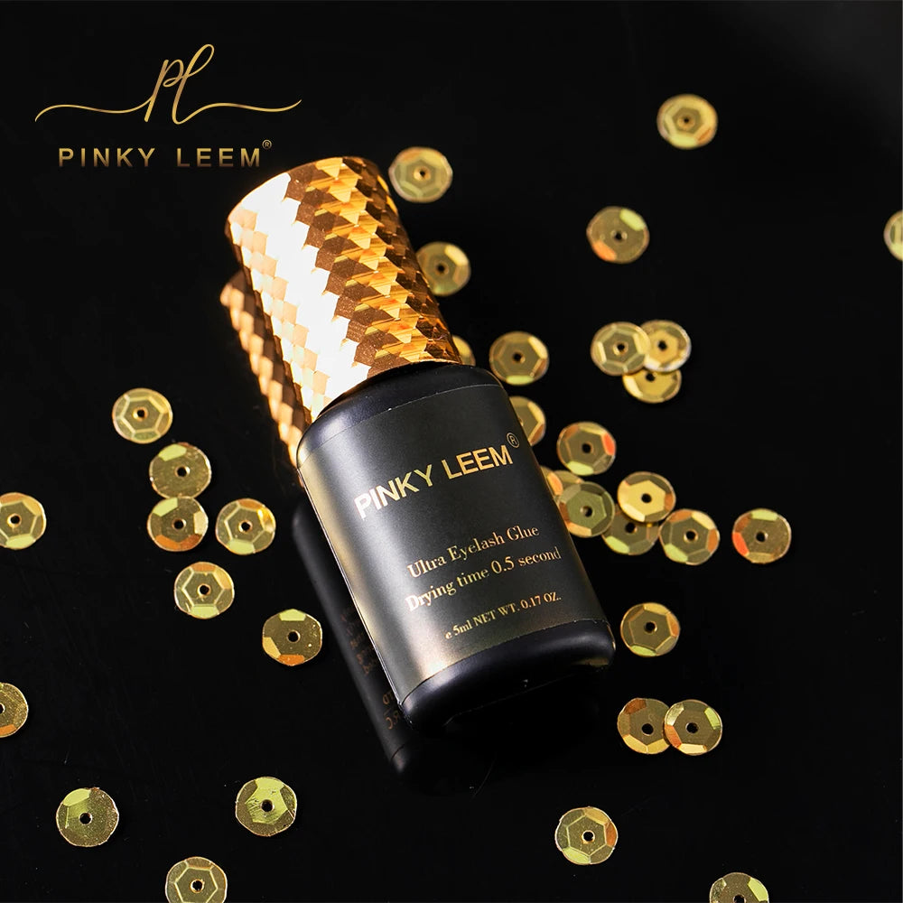 Pinky Leem 0.5 Drying Waterproof Eyelash Glue Black Latex Free Lash Glue with Oil-Free Properties Lash Extension Sensitive Glue