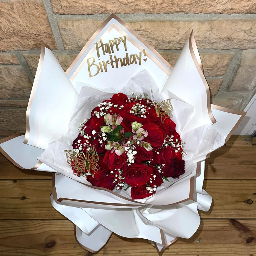 Hot Sale Matte Double-Sided Two-Color Craft Paper Waterproof Bouquet Wrapping Golden Edge Recyclable Flower Garden Ornament