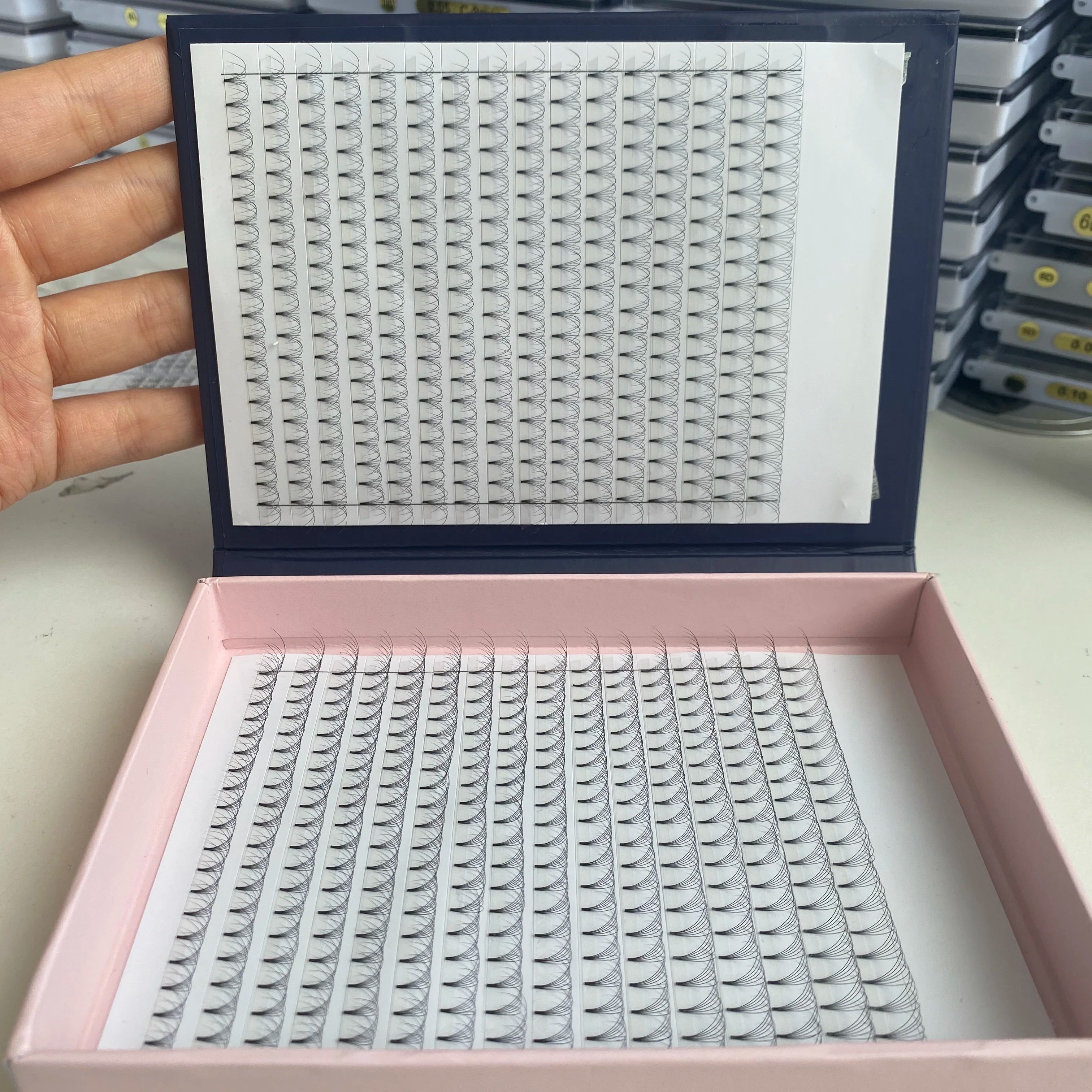 XL Pre Made Fan  Short Stem 3D 4D 5D 6D 7D 8D 9D 10D  0.07 0.10 Premade Fans Paper Box Eyelash Extension