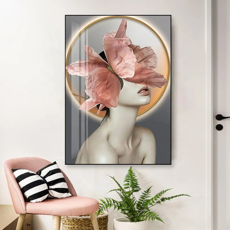 Custom Design Picture Beauty Decoration Metal Wall Picture Frame Wall Hanging Glass Painting European Crystal Porcelain Painting