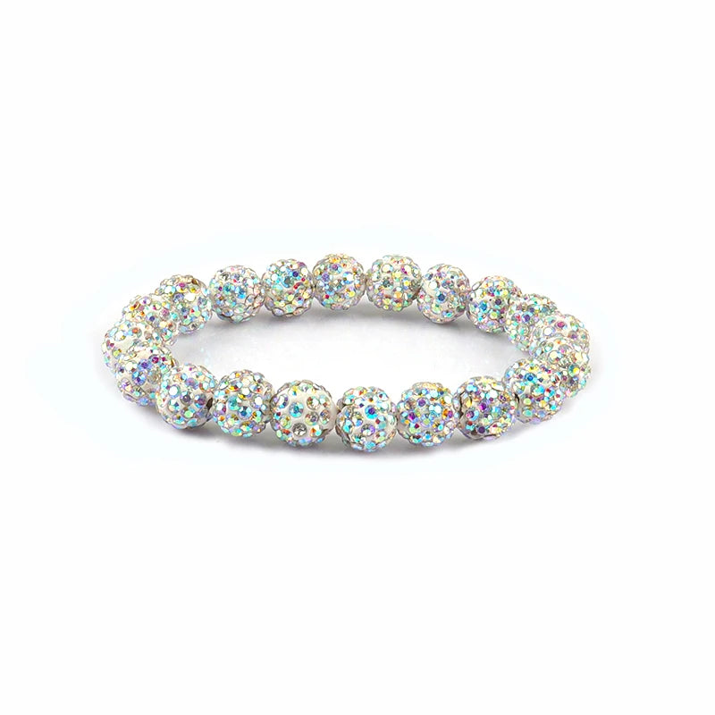 Wholesale 10 MM Crystal Rosary Bead Bracelets for Women Crystal Disco Ball Sham Balla Beaded Stretch Crystal Ball Bead Bracelet