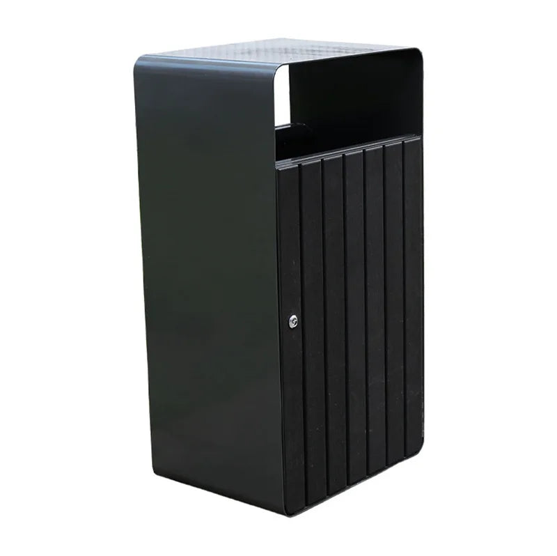 Commercial Outdoor Steel Frame Wooden Slatted Garbage Trash Can Park Public Garden Waste Receptacle Street Furniture Litter Bin
