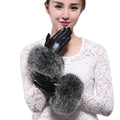 Women's Sheepskin Leather Fox Fur Winter Luxury Gloves Plain Green Palm Design Daily Party Use S/M/L/XL Sizes
