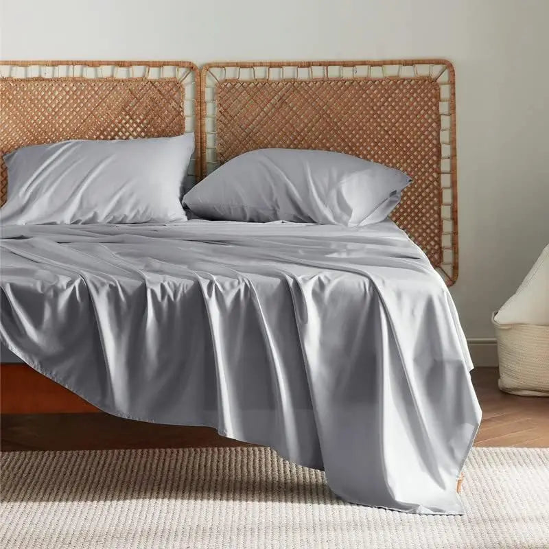 Premium Large Gray Plain Bedsheet Set of Bed Sheets 4 Pieces Bedding Set