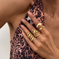 6 Pieces Vintage Smooth Irregular Open Water Drop Rings Set for Women Trendy Ladies Street Stackable Finger Ring Fashion Jewelry